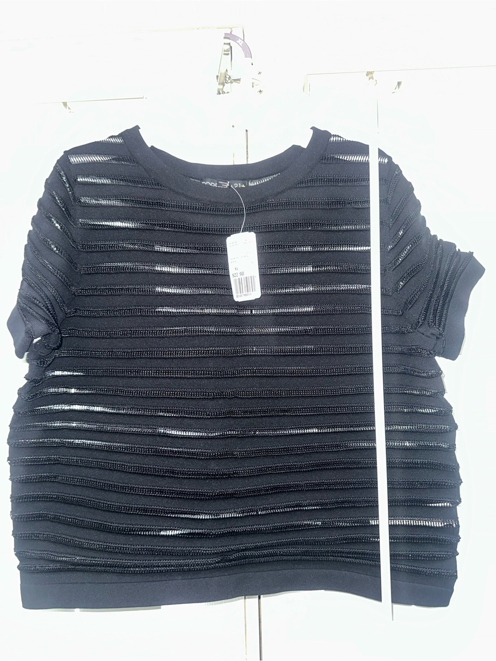 Forever 21 Black Layered Mesh Short Sleeve Cropped Top Size 0X